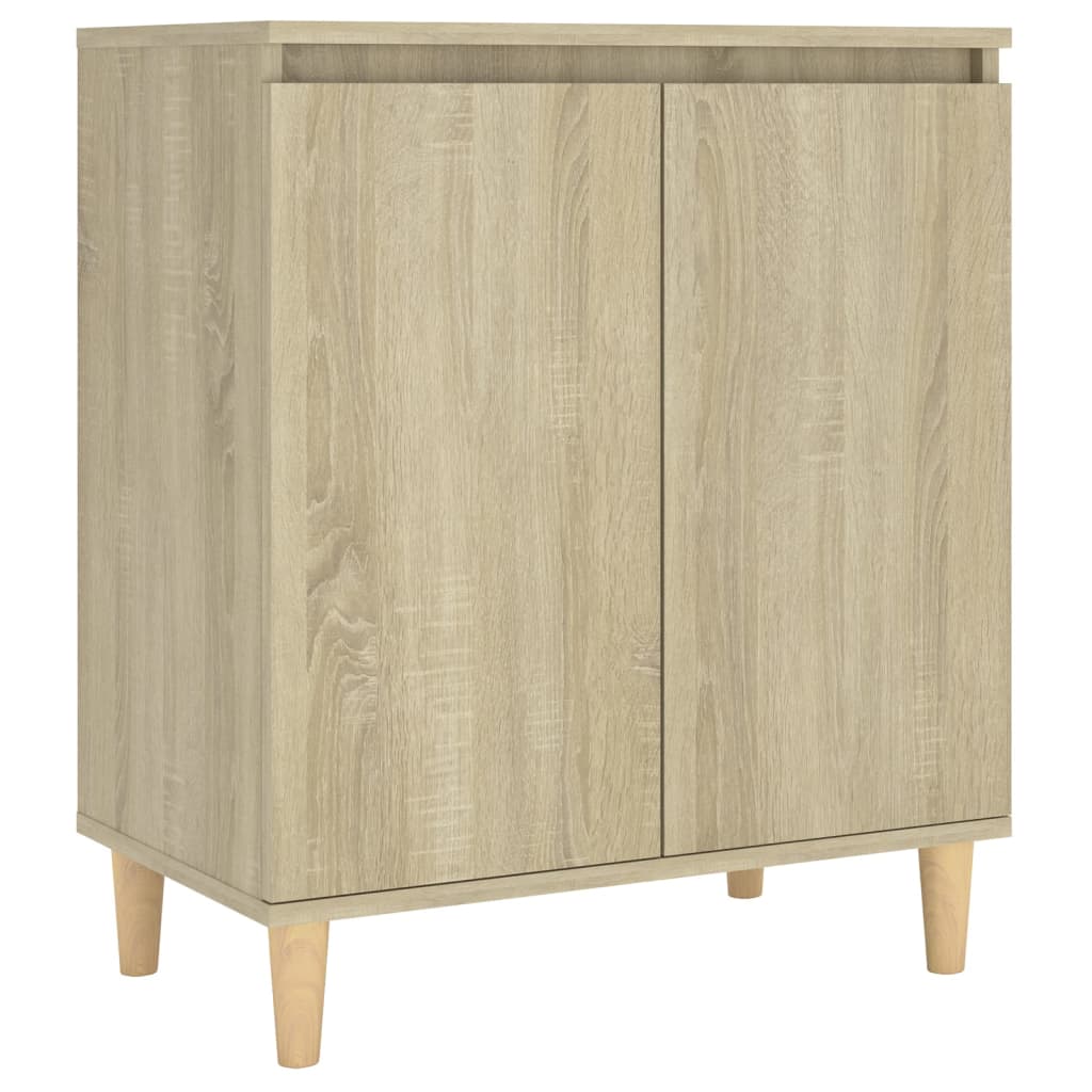 Sideboard with Solid Wood Legs Sonoma Oak 60x35x70 cm Engineered Wood