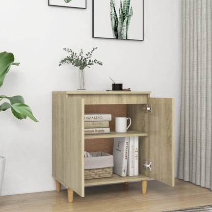 Sideboard with Solid Wood Legs Sonoma Oak 60x35x70 cm Engineered Wood