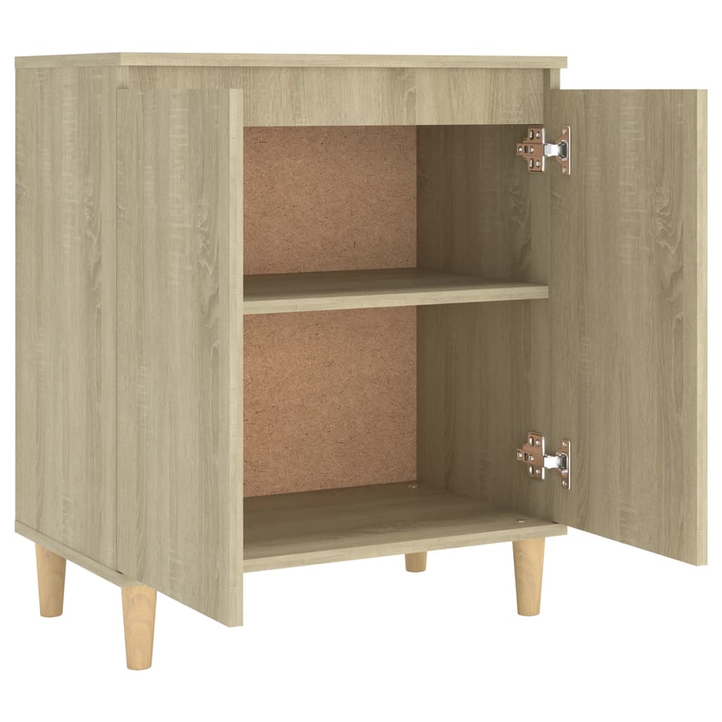 Sideboard with Solid Wood Legs Sonoma Oak 60x35x70 cm Engineered Wood