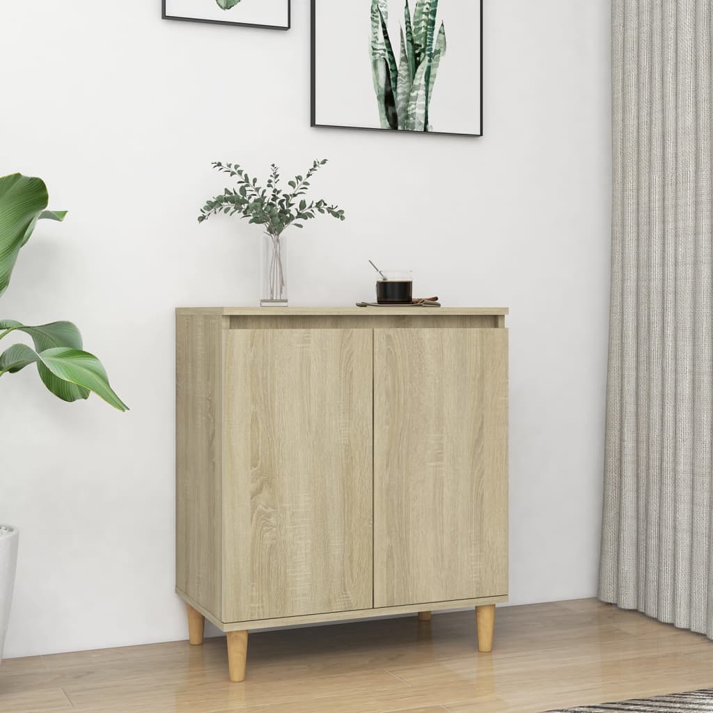 Sideboard with Solid Wood Legs Sonoma Oak 60x35x70 cm Engineered Wood