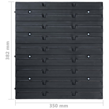 96 Piece Storage Bin Kit with Wall Panels Blue and Black