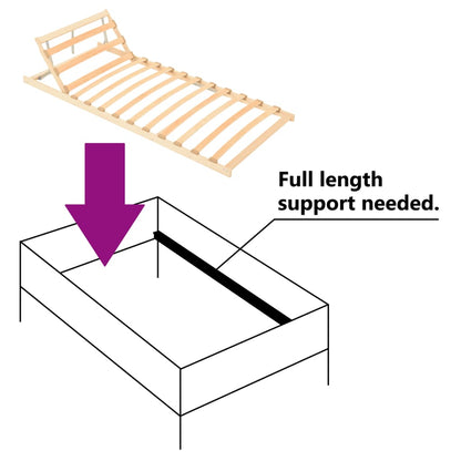 Slatted Bed without Mattress Base Adjustable Head 70x200cm