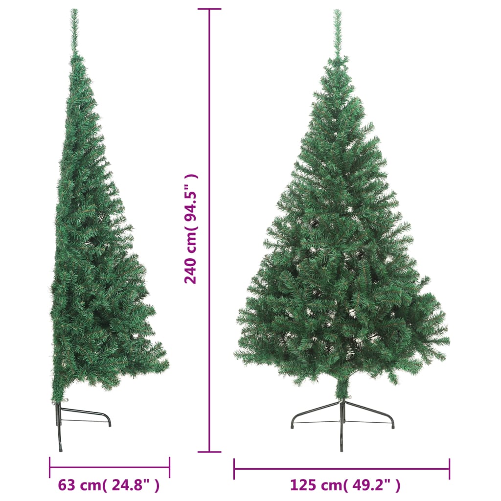 Artificial Half Christmas Tree with Stand Green 240 cm PVC