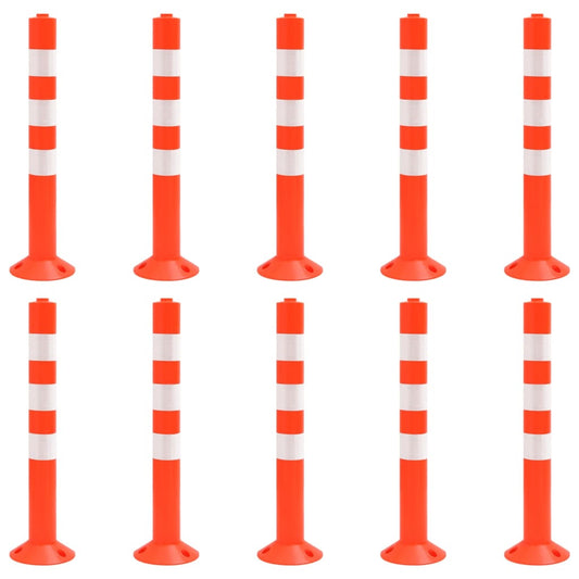 Traffic Control Bollards 10 pcs 75 cm PE