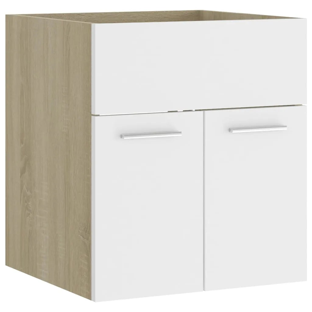 Sink Cabinet with Built-in Basin White and Sonoma Oak Engineered Wood