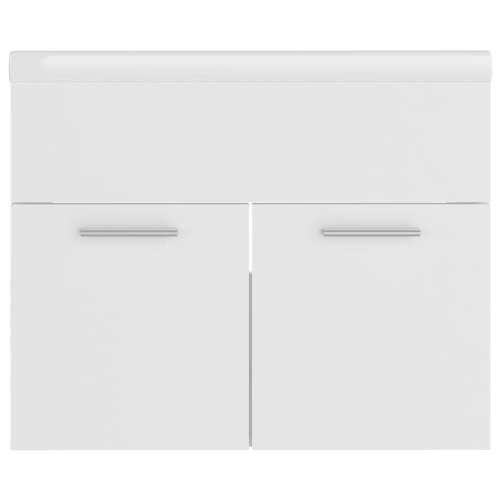 Sink Cabinet with Built-in Basin White Engineered Wood