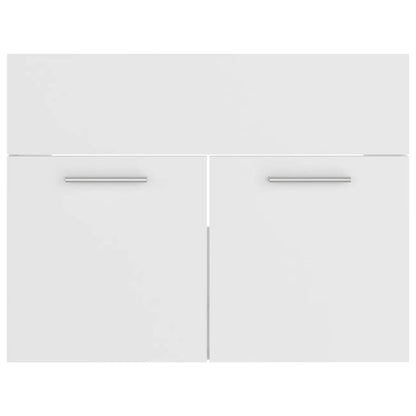 Sink Cabinet with Built-in Basin White Engineered Wood