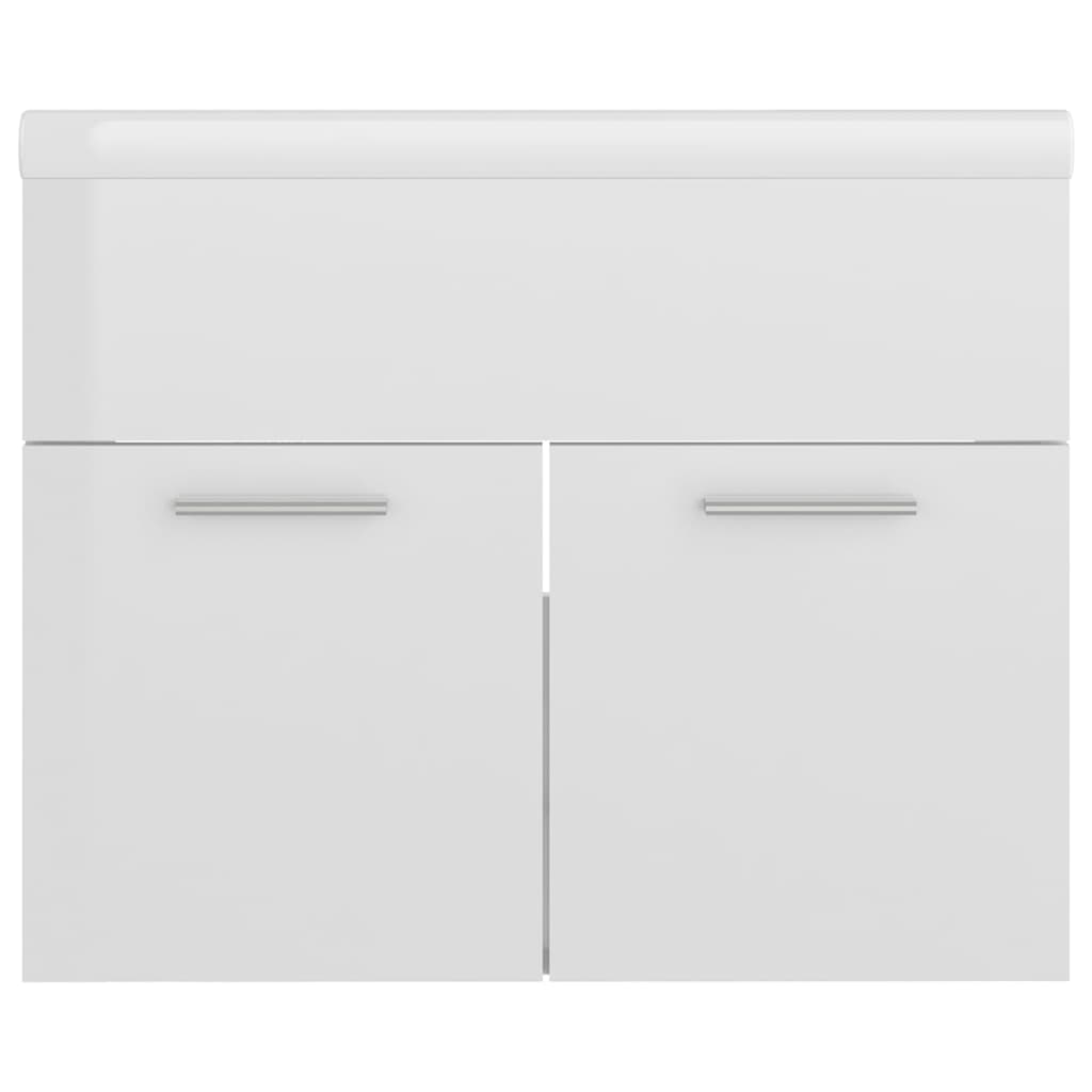 Sink Cabinet with Built-in Basin High Gloss White Engineered Wood