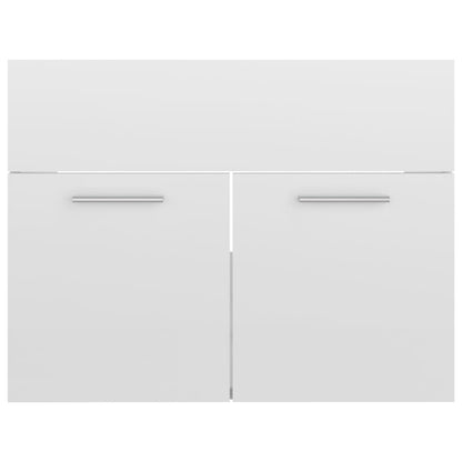 Sink Cabinet with Built-in Basin High Gloss White Engineered Wood