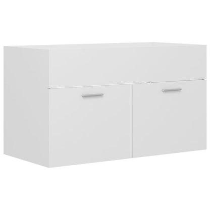 Sink Cabinet with Built-in Basin White Engineered Wood