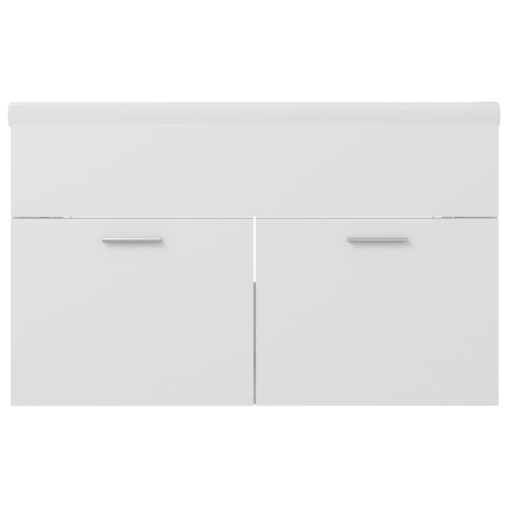 Sink Cabinet with Built-in Basin White Engineered Wood