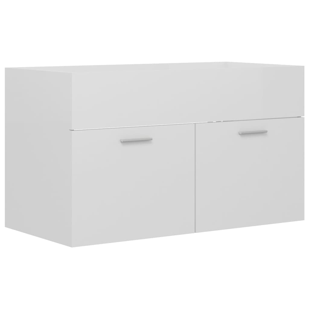 Sink Cabinet with Built-in Basin High Gloss White Engineered Wood