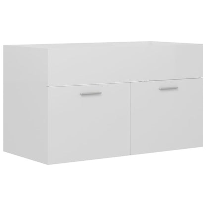 Sink Cabinet with Built-in Basin High Gloss White Engineered Wood