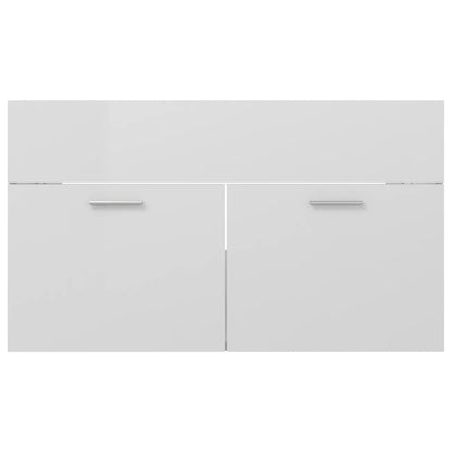 Sink Cabinet with Built-in Basin High Gloss White Engineered Wood