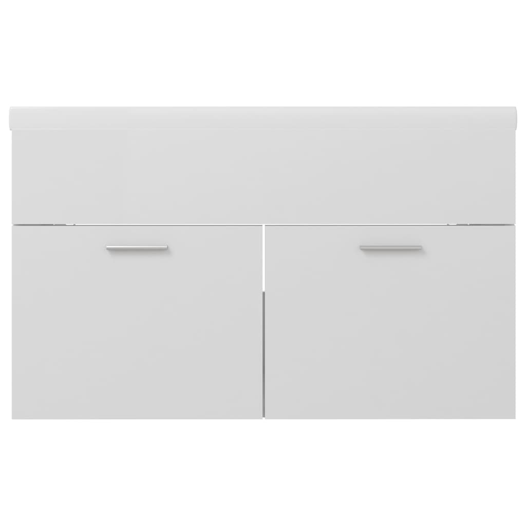 Sink Cabinet with Built-in Basin High Gloss White Engineered Wood