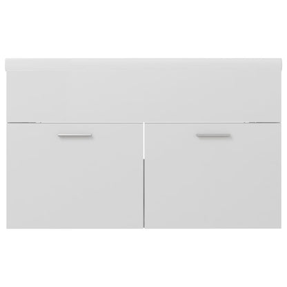 Sink Cabinet with Built-in Basin High Gloss White Engineered Wood