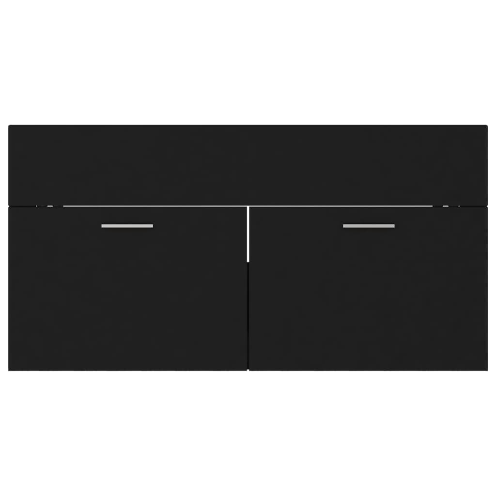 Sink Cabinet with Built-in Basin Black Engineered Wood