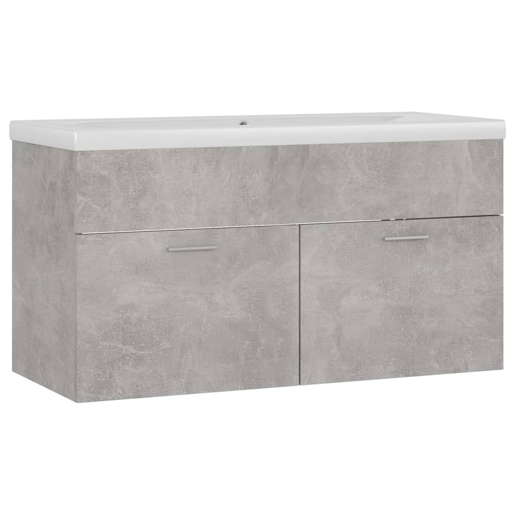 Sink Cabinet with Built-in Basin Concrete Grey Engineered Wood