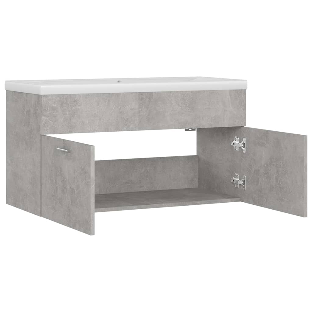 Sink Cabinet with Built-in Basin Concrete Grey Engineered Wood