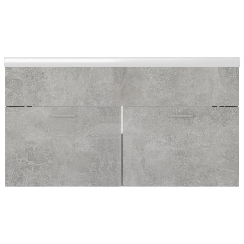 Sink Cabinet with Built-in Basin Concrete Grey Engineered Wood