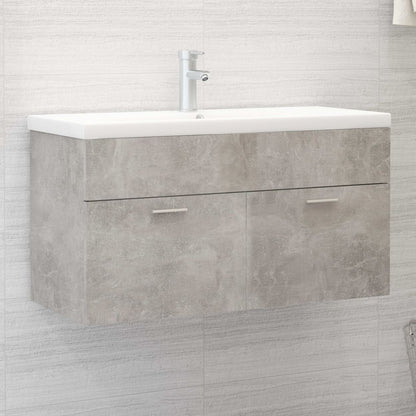 Sink Cabinet with Built-in Basin Concrete Grey Engineered Wood