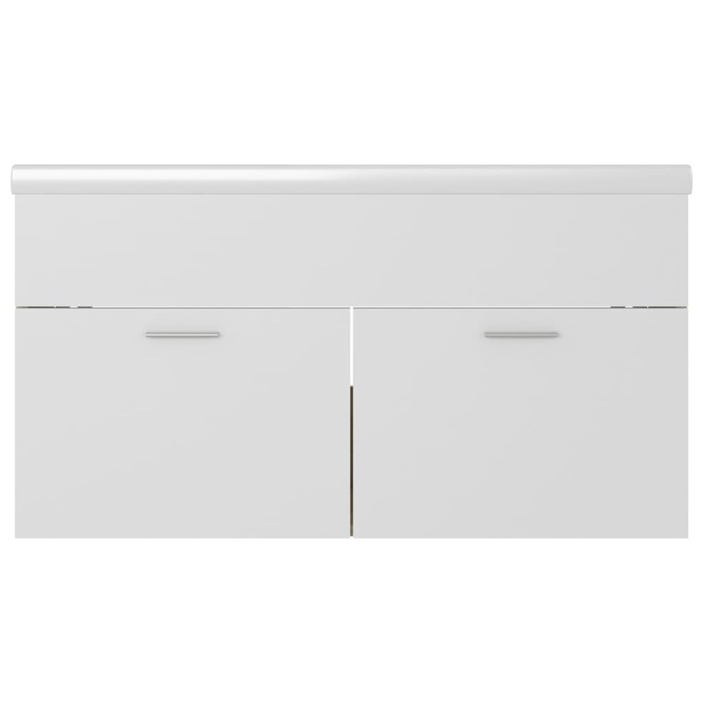 Sink Cabinet with Built-in Basin White and Sonoma Oak Engineered Wood