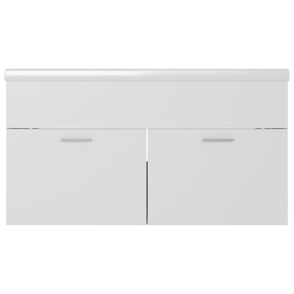 Sink Cabinet with Built-in Basin White and Sonoma Oak Engineered Wood