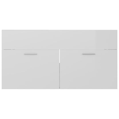 Sink Cabinet with Built-in Basin High Gloss White Engineered Wood