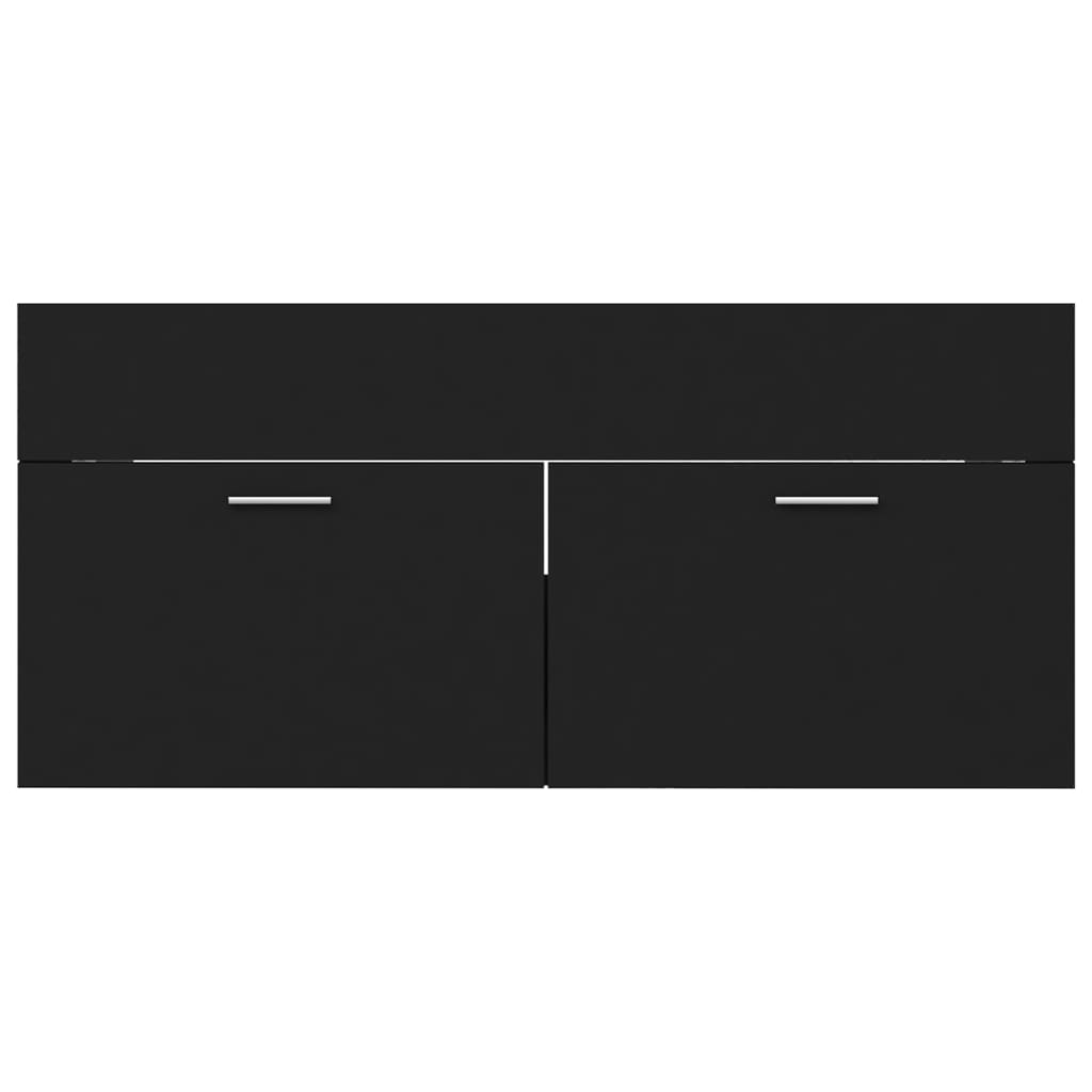 Sink Cabinet with Built-in Basin Black Engineered Wood