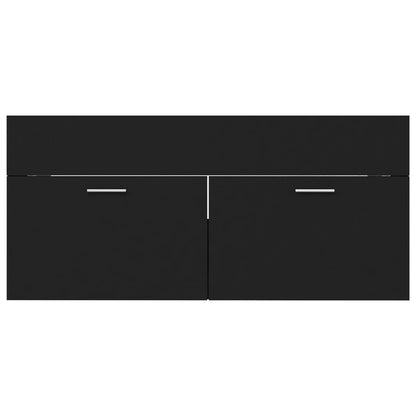 Sink Cabinet with Built-in Basin Black Engineered Wood