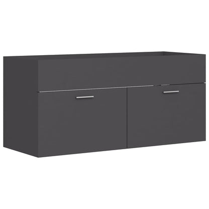 Sink Cabinet with Built-in Basin Grey Engineered Wood