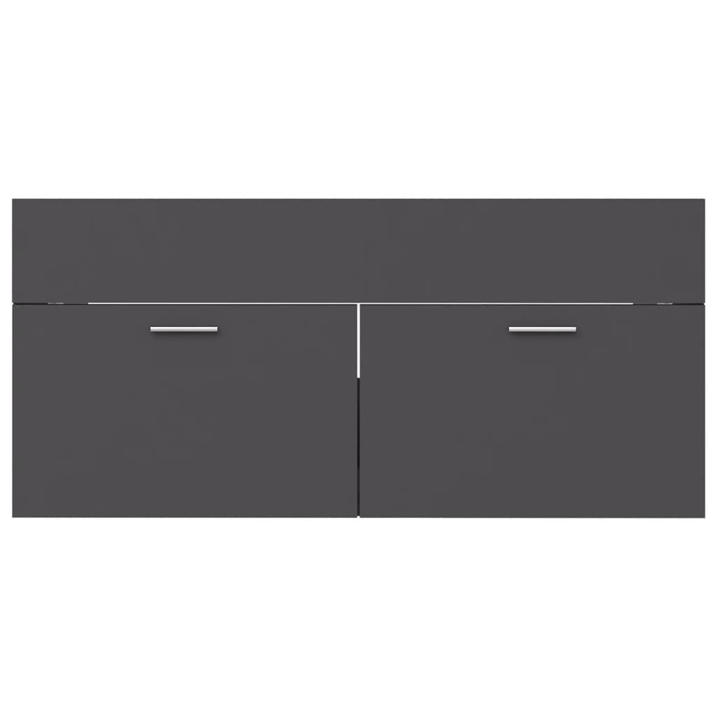 Sink Cabinet with Built-in Basin Grey Engineered Wood