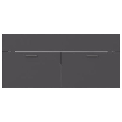 Sink Cabinet with Built-in Basin Grey Engineered Wood