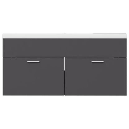 Sink Cabinet with Built-in Basin Grey Engineered Wood