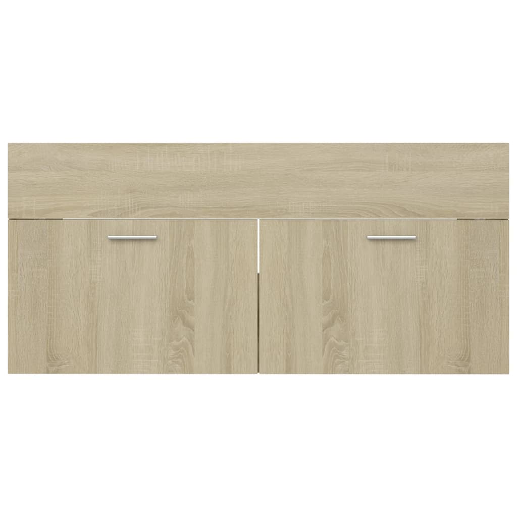 Sink Cabinet with Built-in Basin Sonoma Oak Engineered Wood