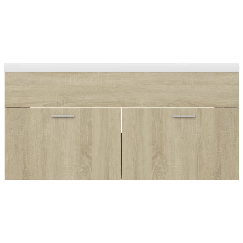 Sink Cabinet with Built-in Basin Sonoma Oak Engineered Wood