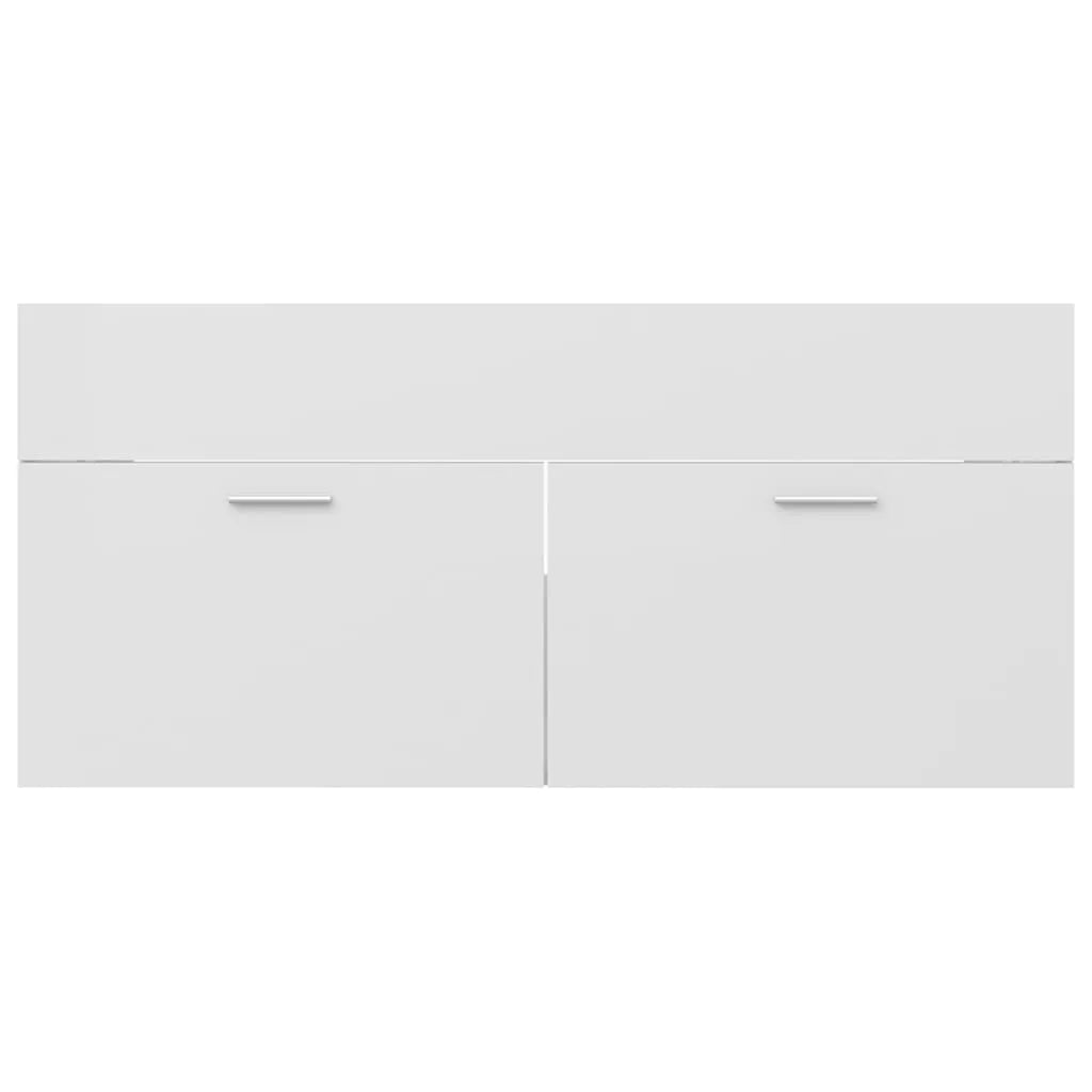 Sink Cabinet with Built-in Basin High Gloss White Engineered Wood