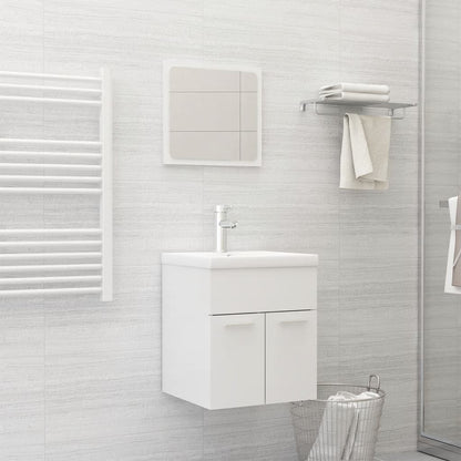 Bathroom Furniture Set High Gloss White Engineered Wood