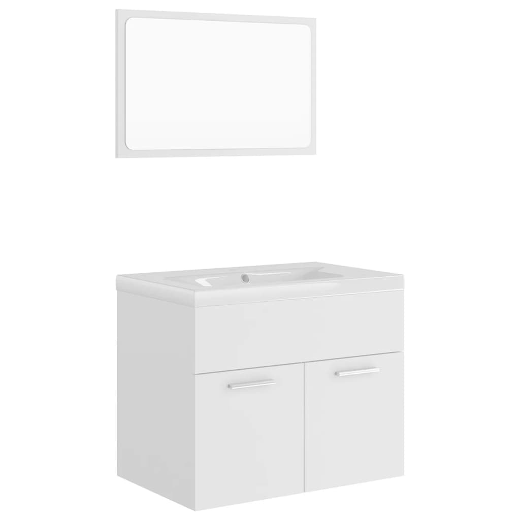 Bathroom Furniture Set White Engineered Wood