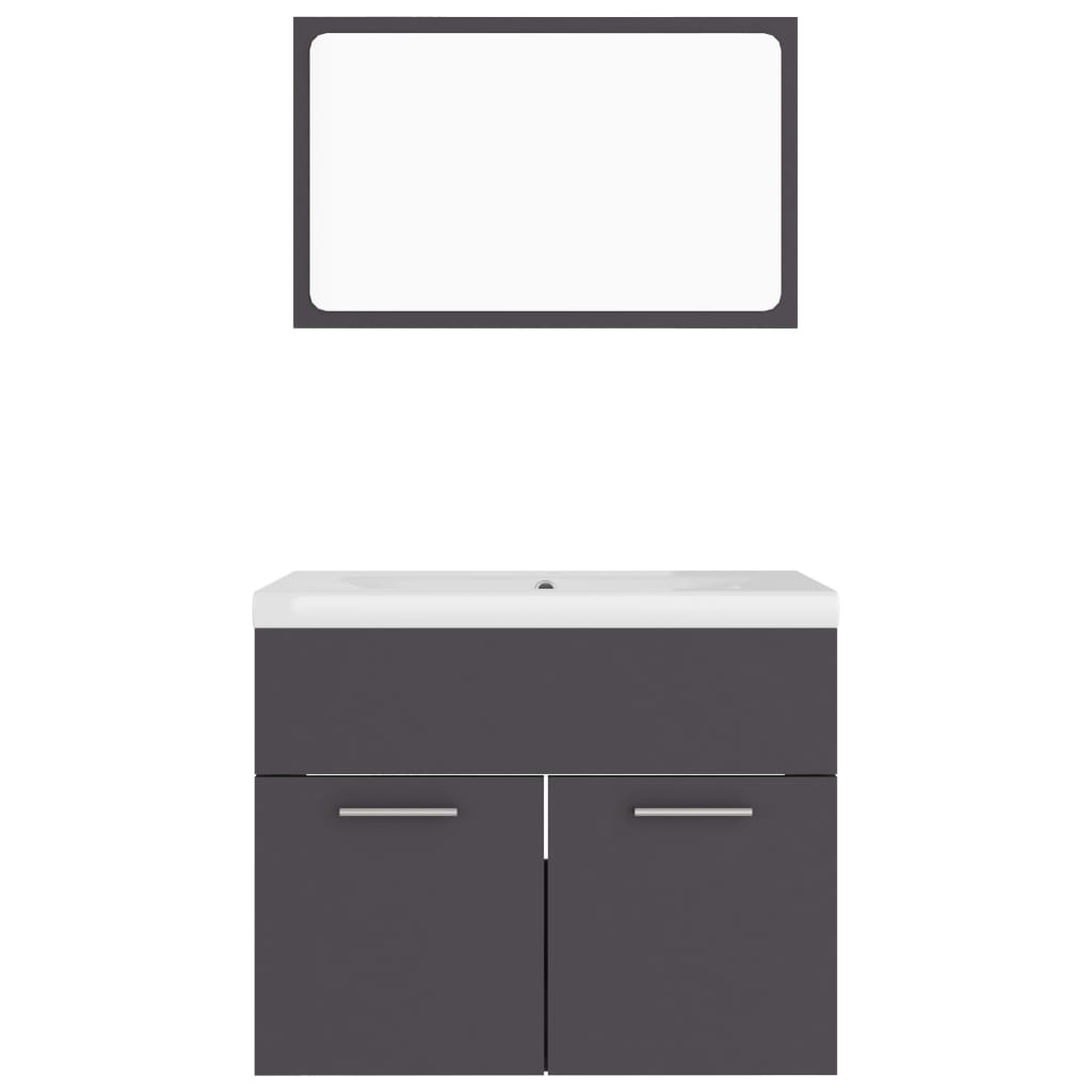 Bathroom Furniture Set Grey Engineered Wood