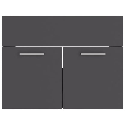 Bathroom Furniture Set Grey Engineered Wood