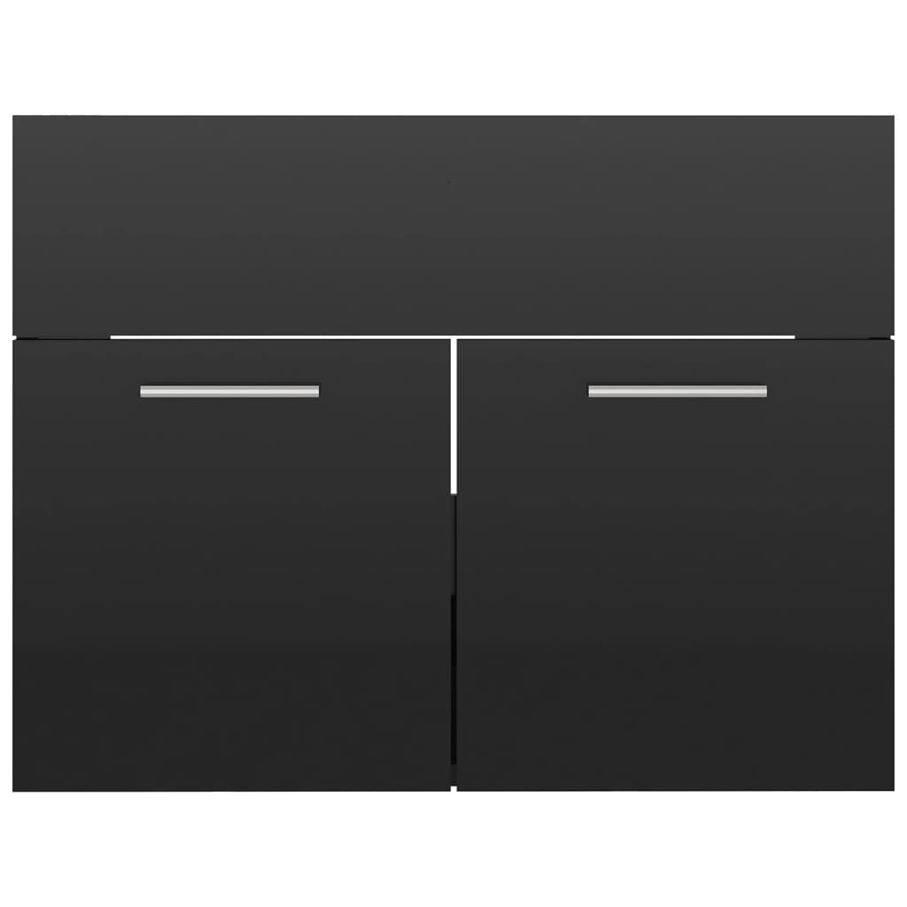 Bathroom Furniture Set High Gloss Black Engineered Wood