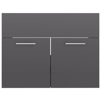 Bathroom Furniture Set High Gloss Grey Engineered Wood