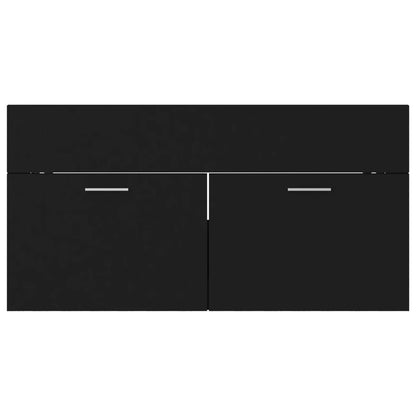 Bathroom Furniture Set Black Engineered Wood