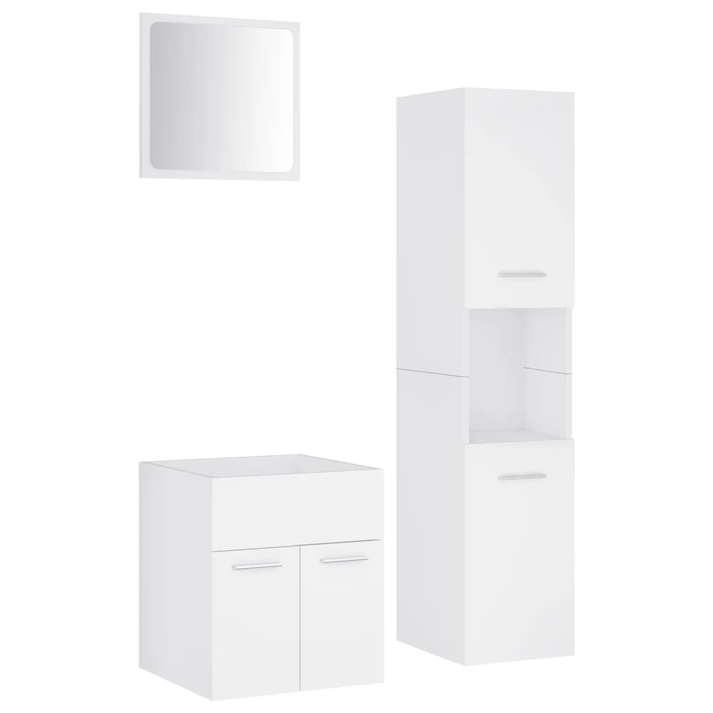 Bathroom Furniture Set White Engineered Wood