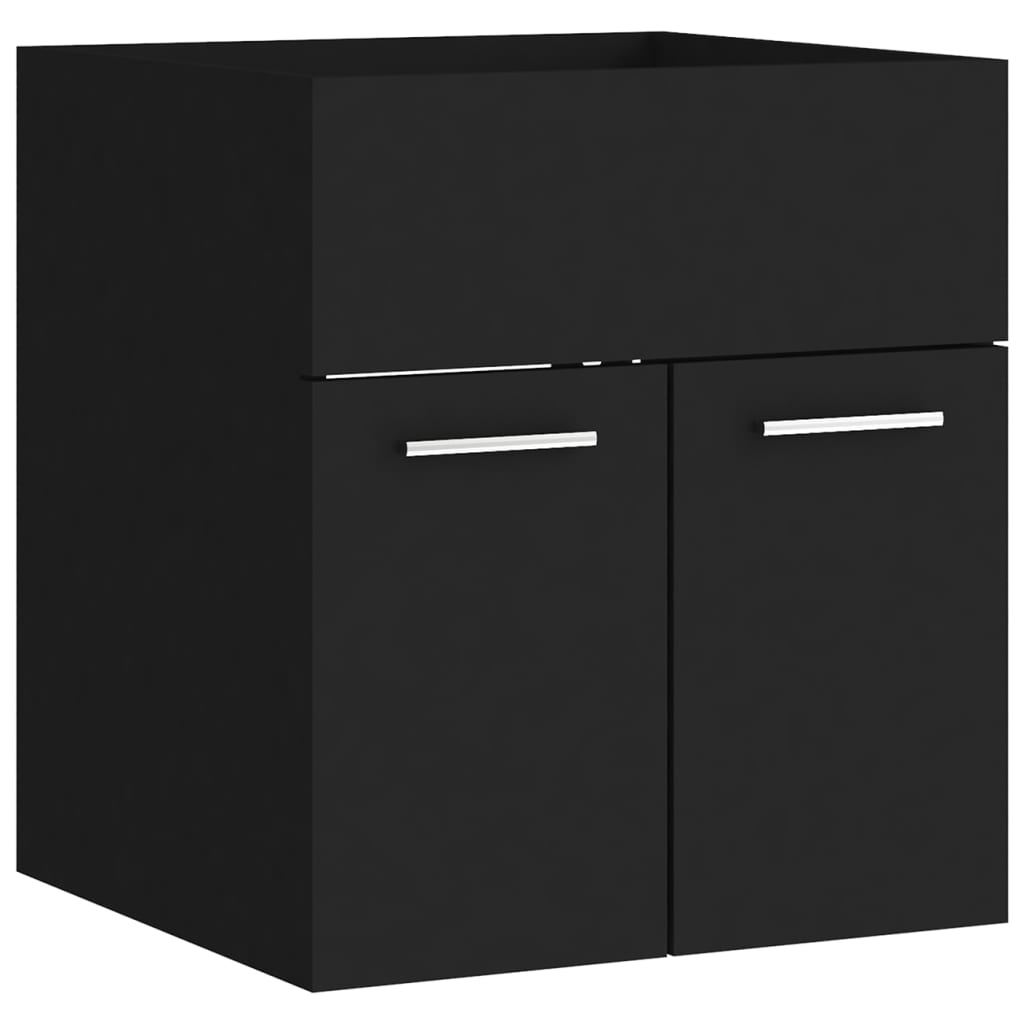 Bathroom Furniture Set Black Engineered Wood