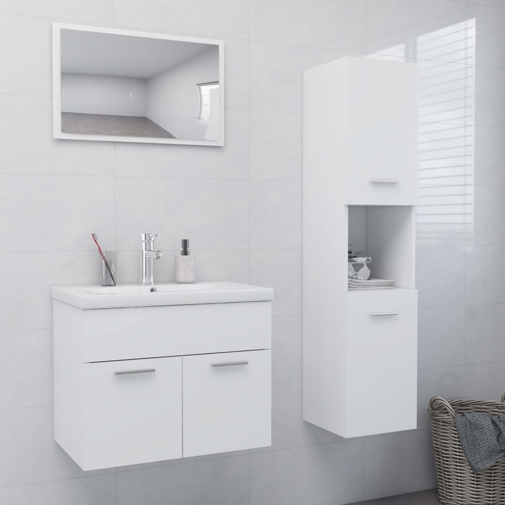 Bathroom Furniture Set White Engineered Wood