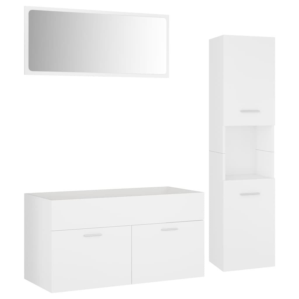 Bathroom Furniture Set White Engineered Wood