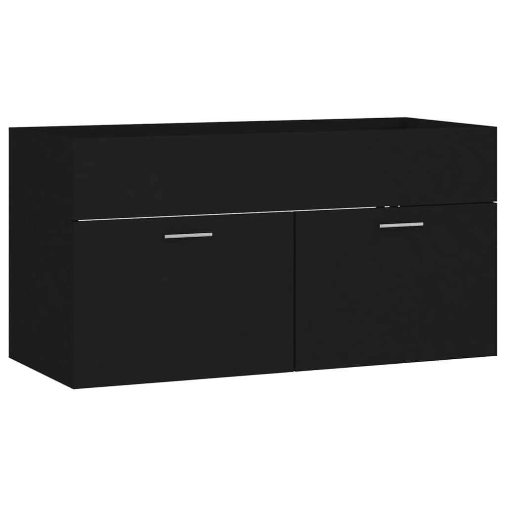 Bathroom Furniture Set Black Engineered Wood