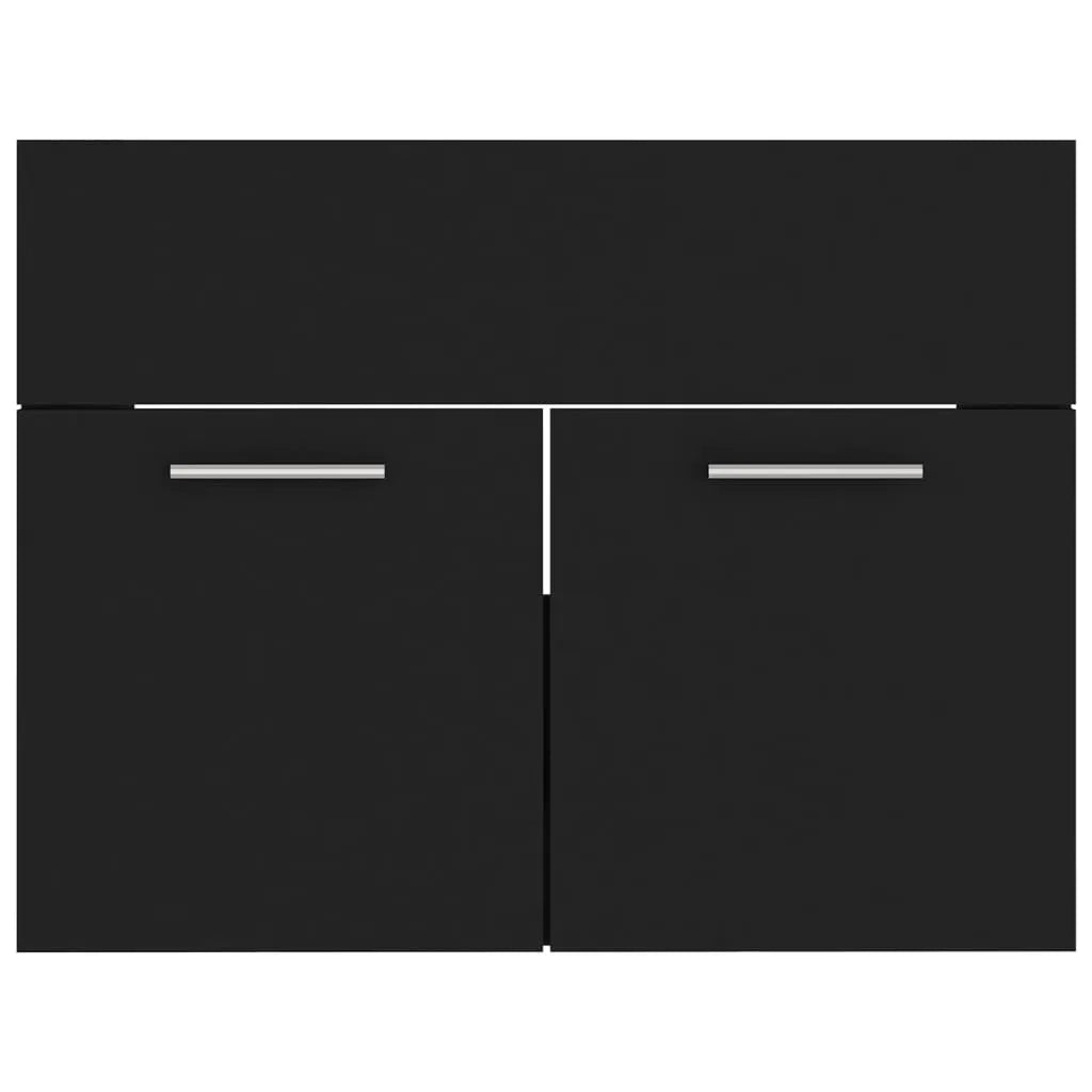 Bathroom Furniture Set Black Engineered Wood